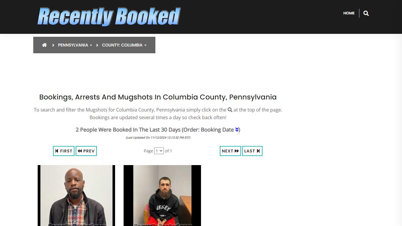 Bookings, Arrests and Mugshots in Columbia County, Pennsylvania