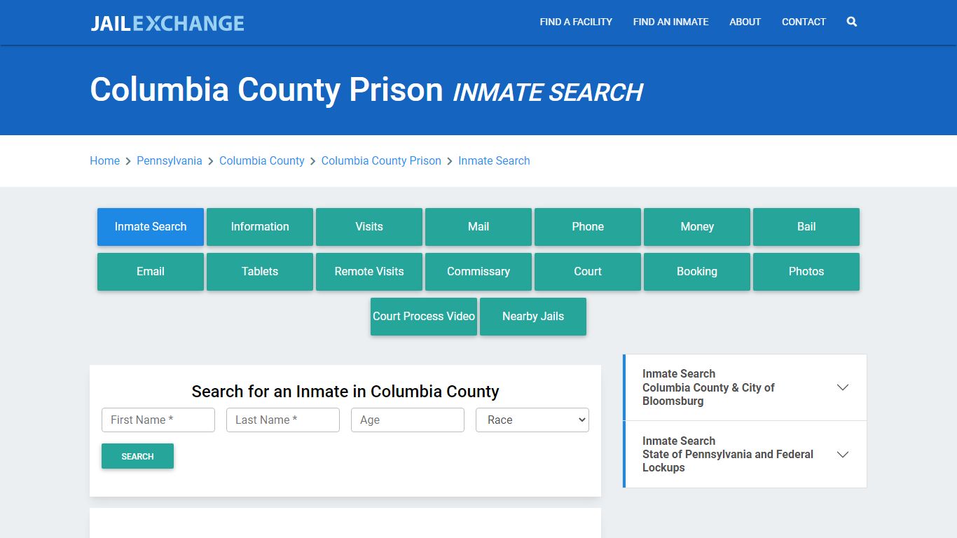 Columbia County Prison, PA Inmate Search: Roster & Mugshots - Jail Exchange